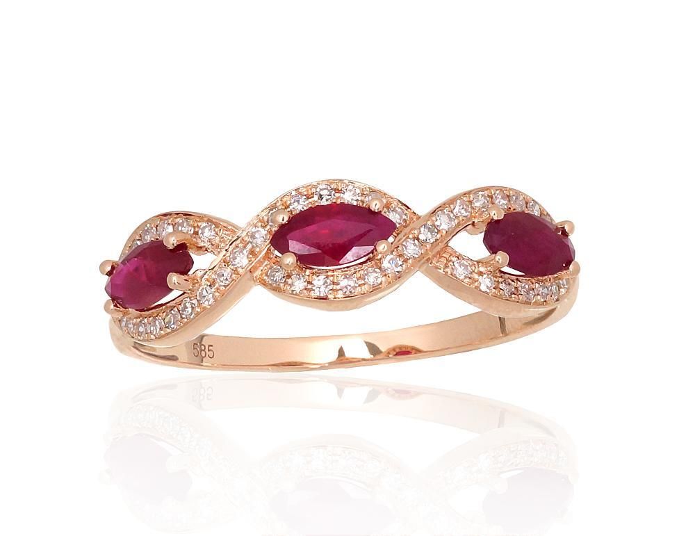 With Ruby and Diamonds Gold Ring A1101174AuRDIRB