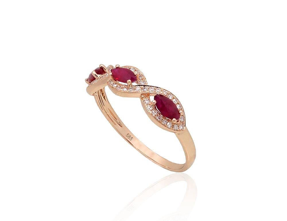 With Ruby and Diamonds Gold Ring A1101174AuRDIRB