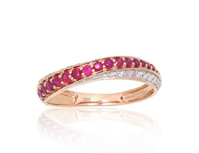 With Gemstone Gold Ring A1101171AuRPRhWDIRB