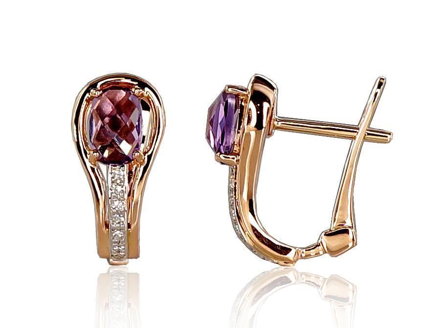 Gold earrings with Lever backs A1200276AuRPRhWDIAM