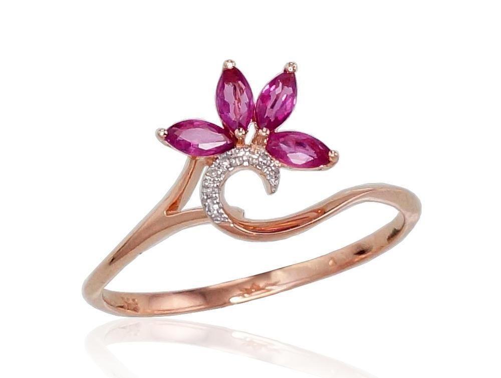 With Gemstone Gold Ring A1100421AuRPRhWDIRB