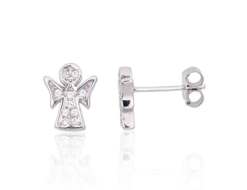 Silver Earrings A2204093PRhGrCZ