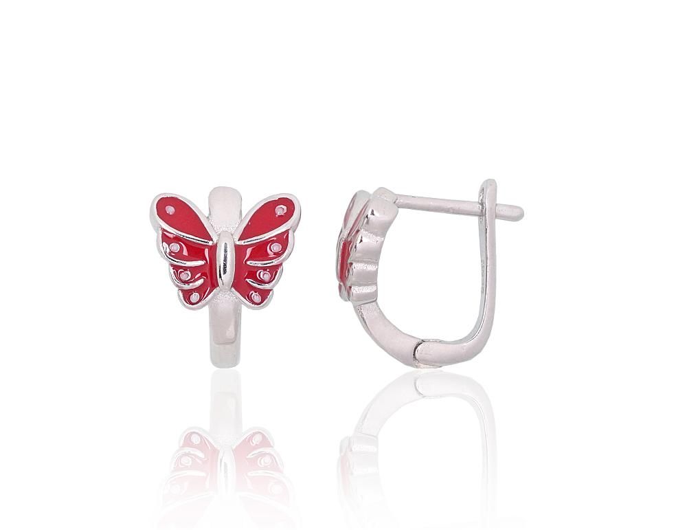 Silver Earrings with English Clasp A2204095PRhGrMLR