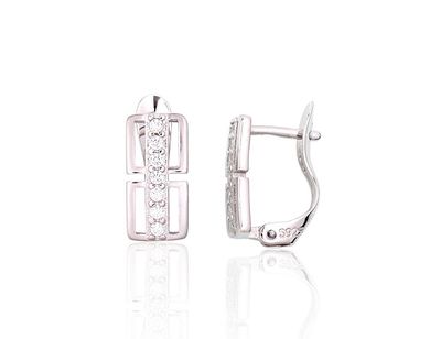 Silver Earrings with English Clasp A2204121PRhGrCZ