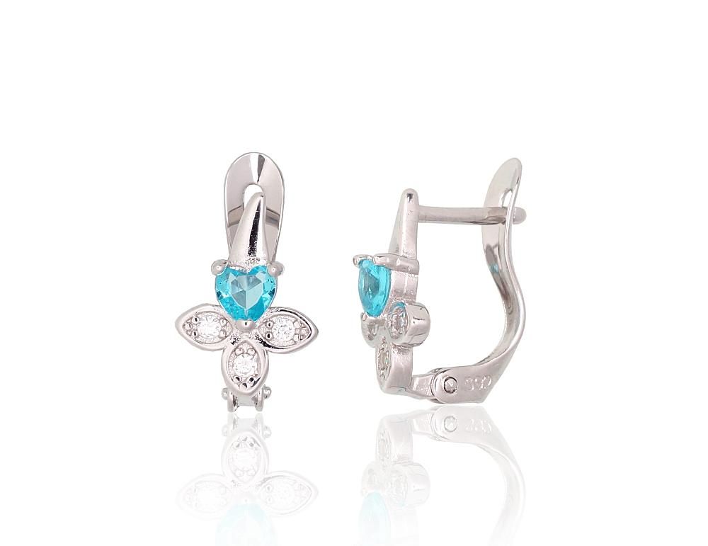 Silver Earrings with English Clasp A2200765PRhGrCZCZAQ