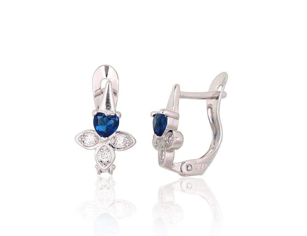 Silver Earrings with English Clasp A2200765PRhGrCZCZB