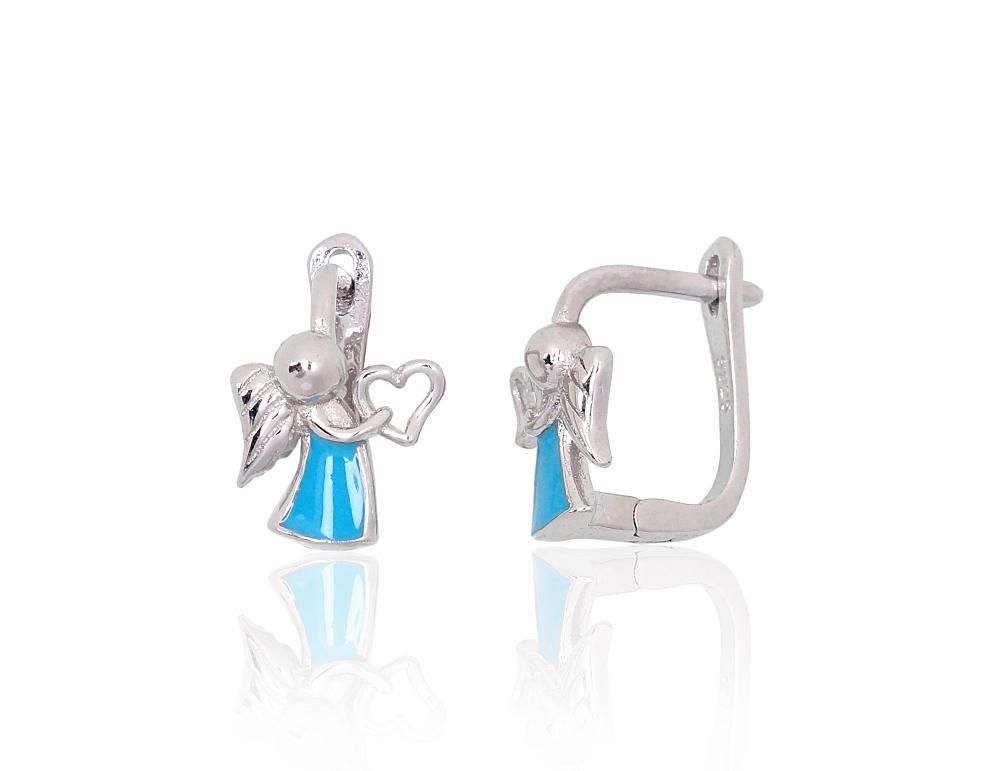 Silver Earrings with English Clasp A2204097PRhGrMLLB