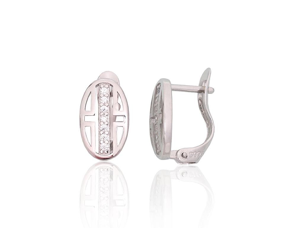 Silberne Ohrringe mit englischem Verschluss A2204116PRhGrCZ