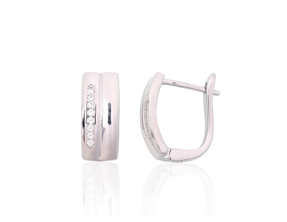 Silver Earrings English Clasp A2204127PRhGrCZ