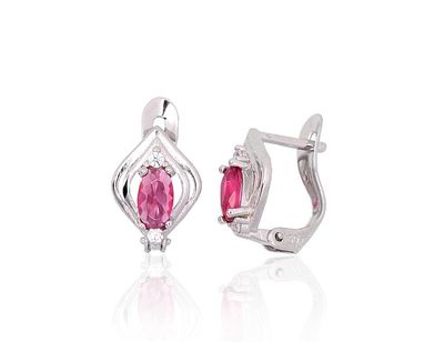 Silver Earrings with English Clasp A2200763PRhGrCZCZRO