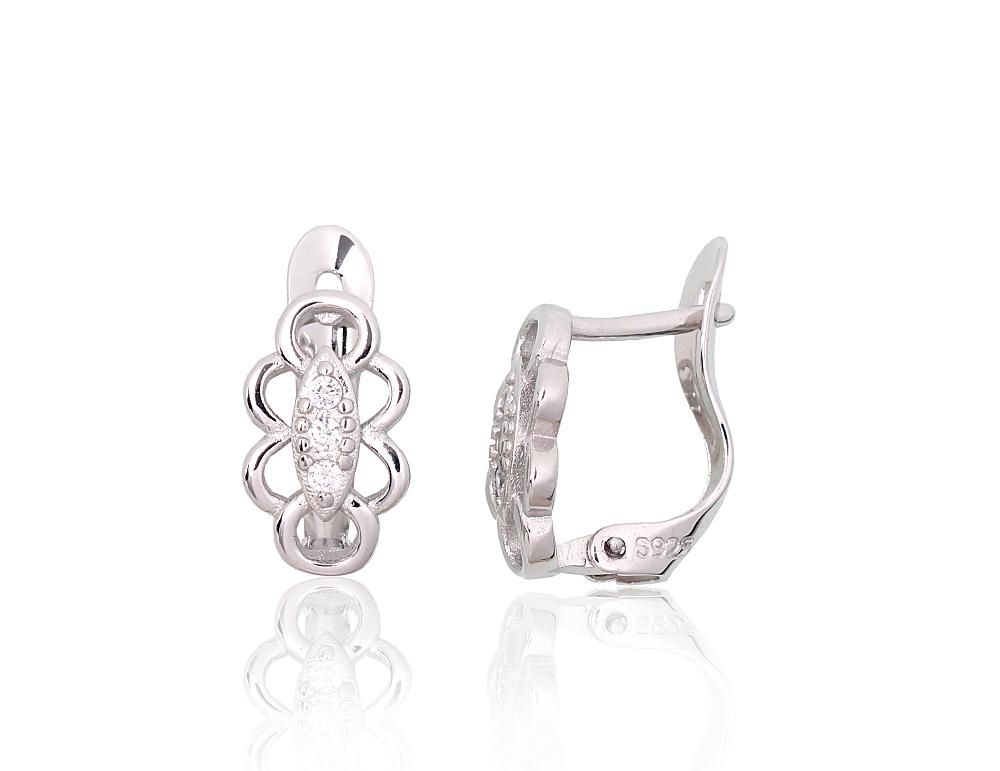 Silver Earrings with English Clasp A2204119PRhGrCZ