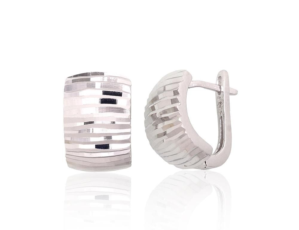 Silver Earrings with English Clasp A2204088PRhGr