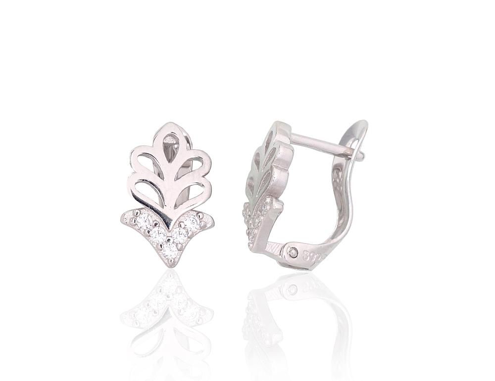 Silberne Ohrringe mit englischem Verschluss A2204120PRhGrCZ