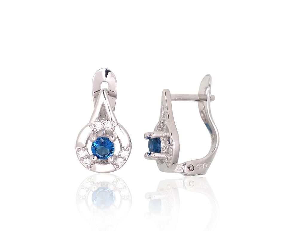 Silver Earrings with English Clasp A2200789PRhGrCZCZB