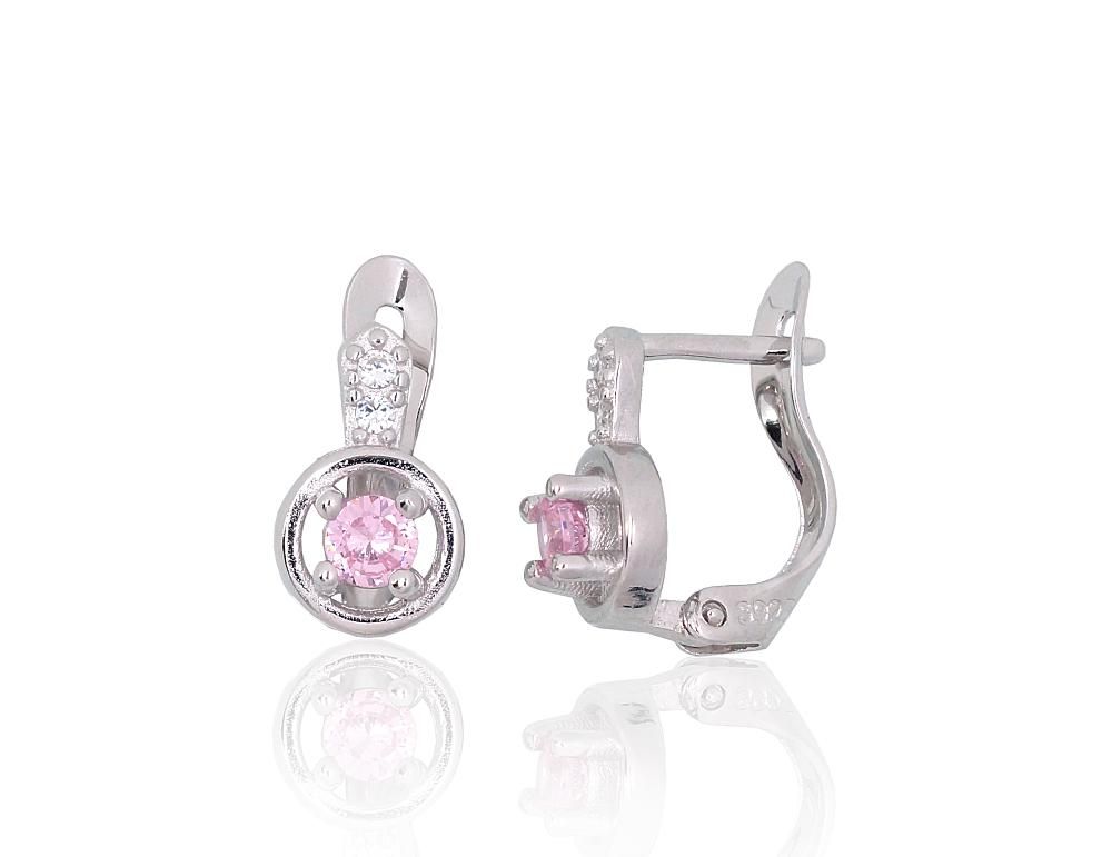 Silver Earrings with English Clasp A2201203PRhGrCZCZPI