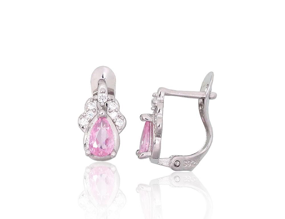 Silver Earrings with English Clasp A2201791PRhGrCZCZPI