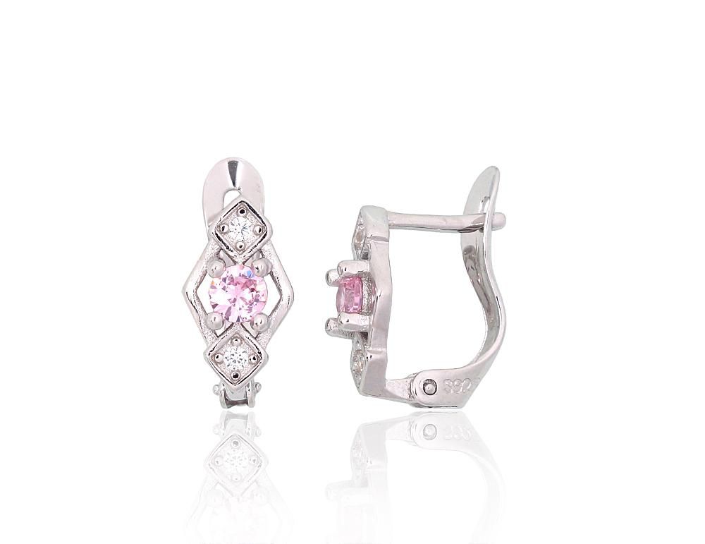 Silver Earrings with English Clasp A2200787PRhGrCZCZPI