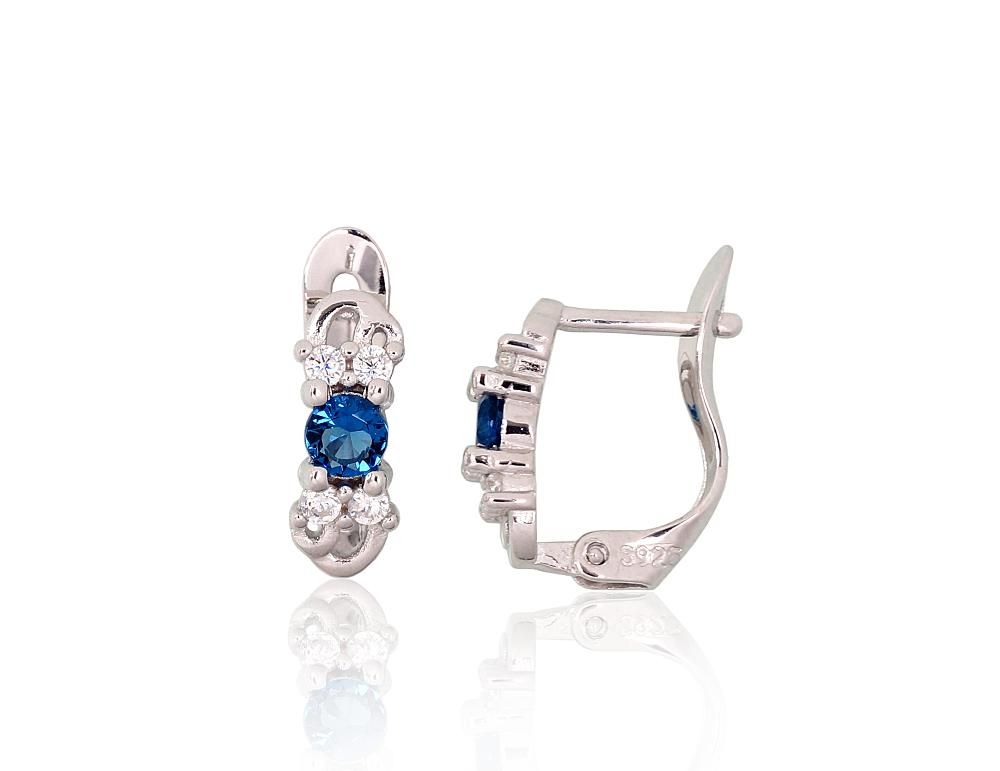 Silver Earrings with English Clasp A2200979PRhGrCZCZB