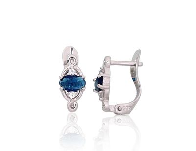 Silver Earrings with English Clasp A2201200PRhGrCZCZB
