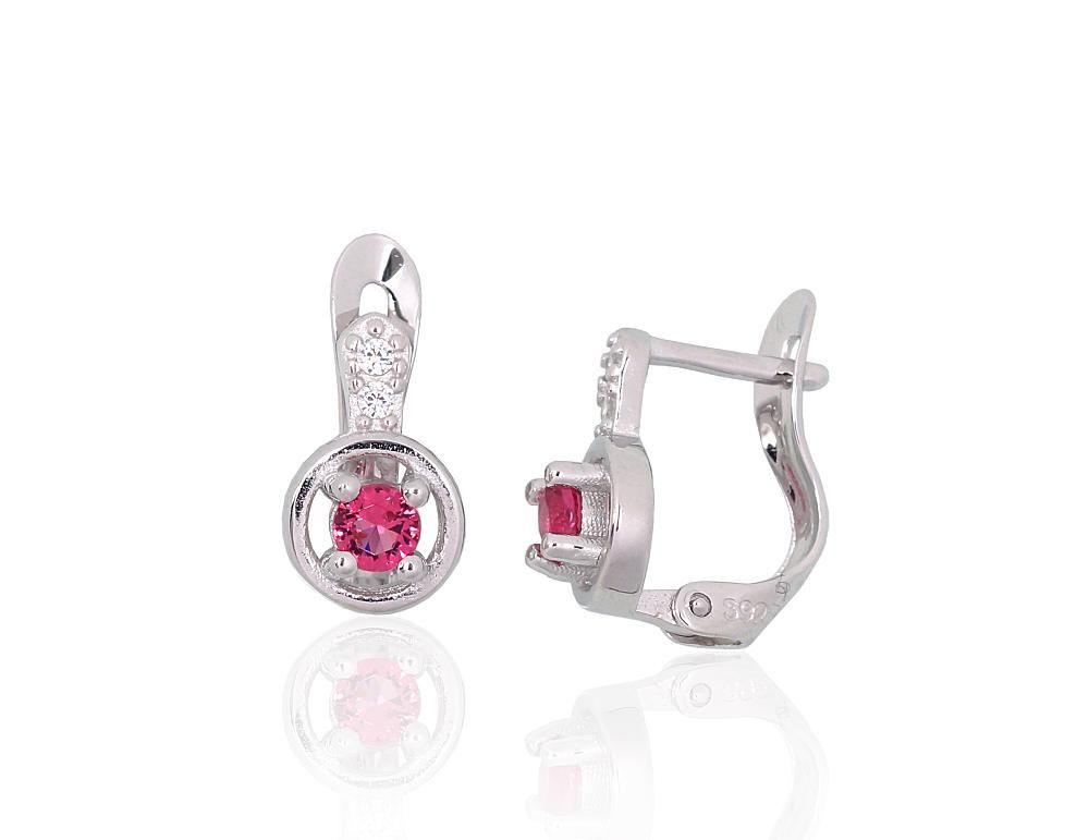 Silver Earrings with English Clasp A2201203PRhGrCZCZRO