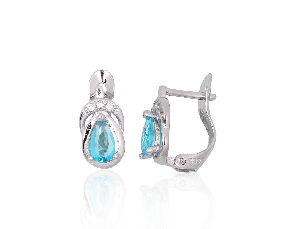 Silver Earrings with English Clasp A2201516PRhGrCZCZAQ