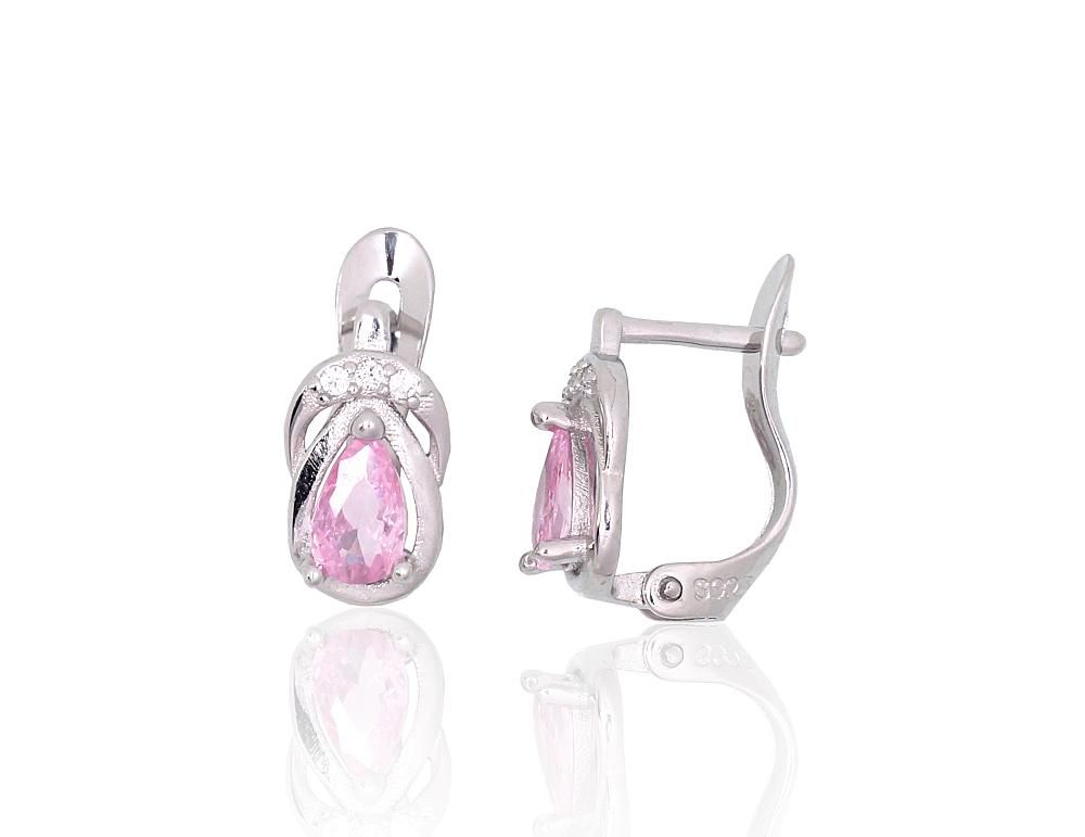 Silver Earrings with English Clasp A2201516PRhGrCZCZPI