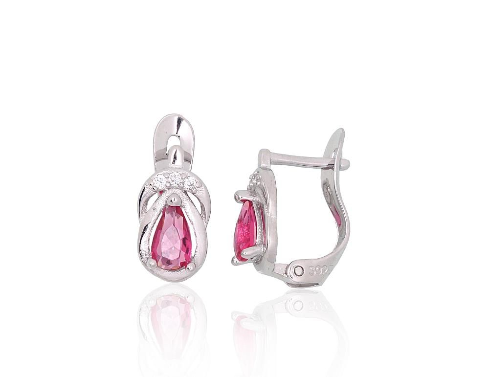 Silver Earrings with English Clasp A2201516PRhGrCZCZRO