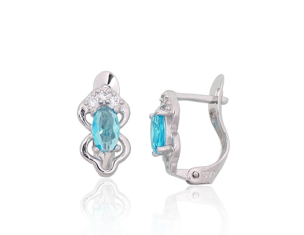 Silver Earrings with English Clasp A2201793PRhGrCZCZAQ