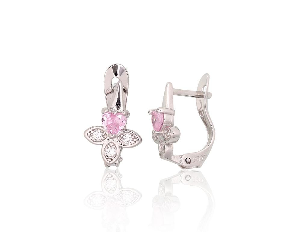 Silver Earrings with English Clasp A2200765PRhGrCZCZPI