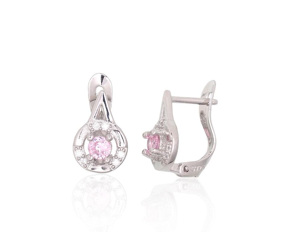 Silver Earrings with English Clasp A2200789PRhGrCZCZPI