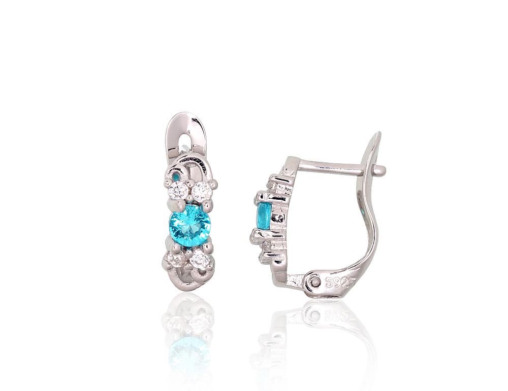 Silver Earrings with English Clasp A2200979PRhGrCZCZAQ