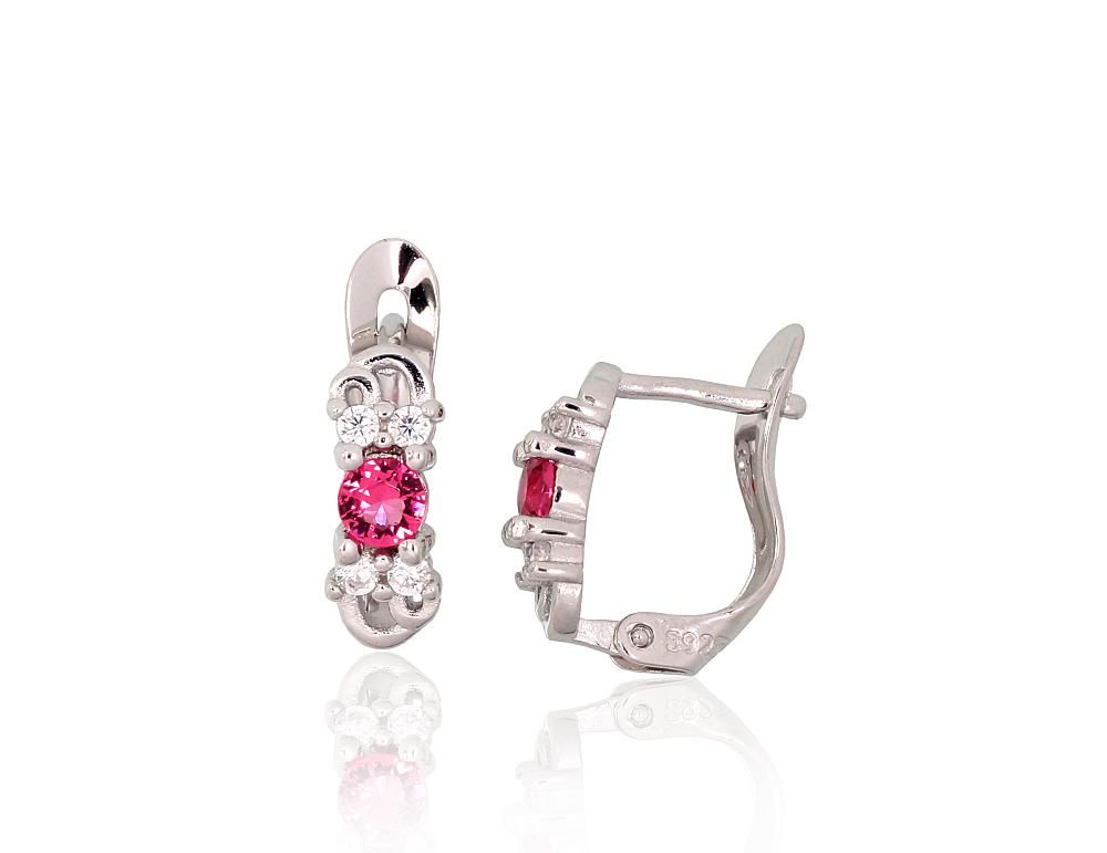 Silver Earrings with English Clasp A2200979PRhGrCZCZRO