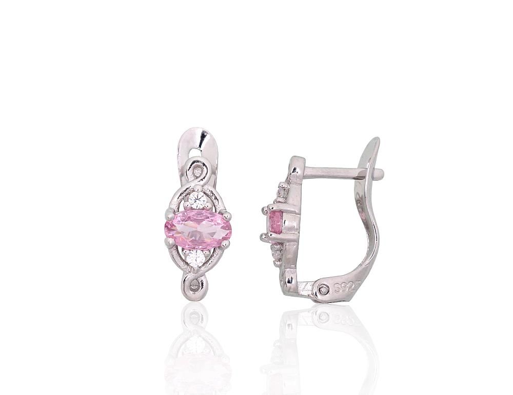 Silver Earrings with English Clasp A2201200PRhGrCZCZPI
