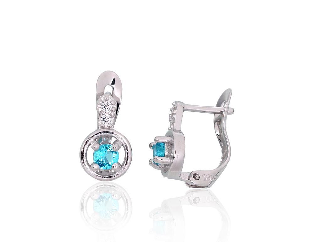 Silver Earrings with English Clasp A2201203PRhGrCZCZAQ