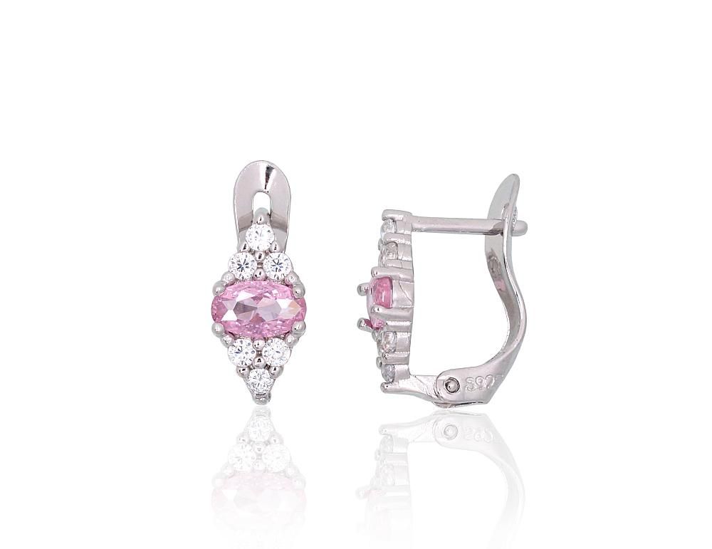 Silver Earrings with English Clasp A2201514PRhGrCZCZPI