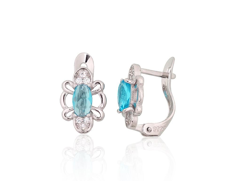 Silver Earrings with English Clasp A2201788PRhGrCZCZAQ