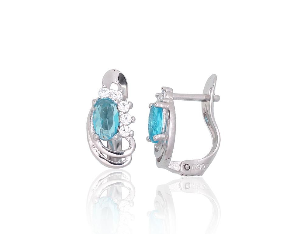 Silver Earrings with English Clasp A2201790PRhGrCZCZAQ