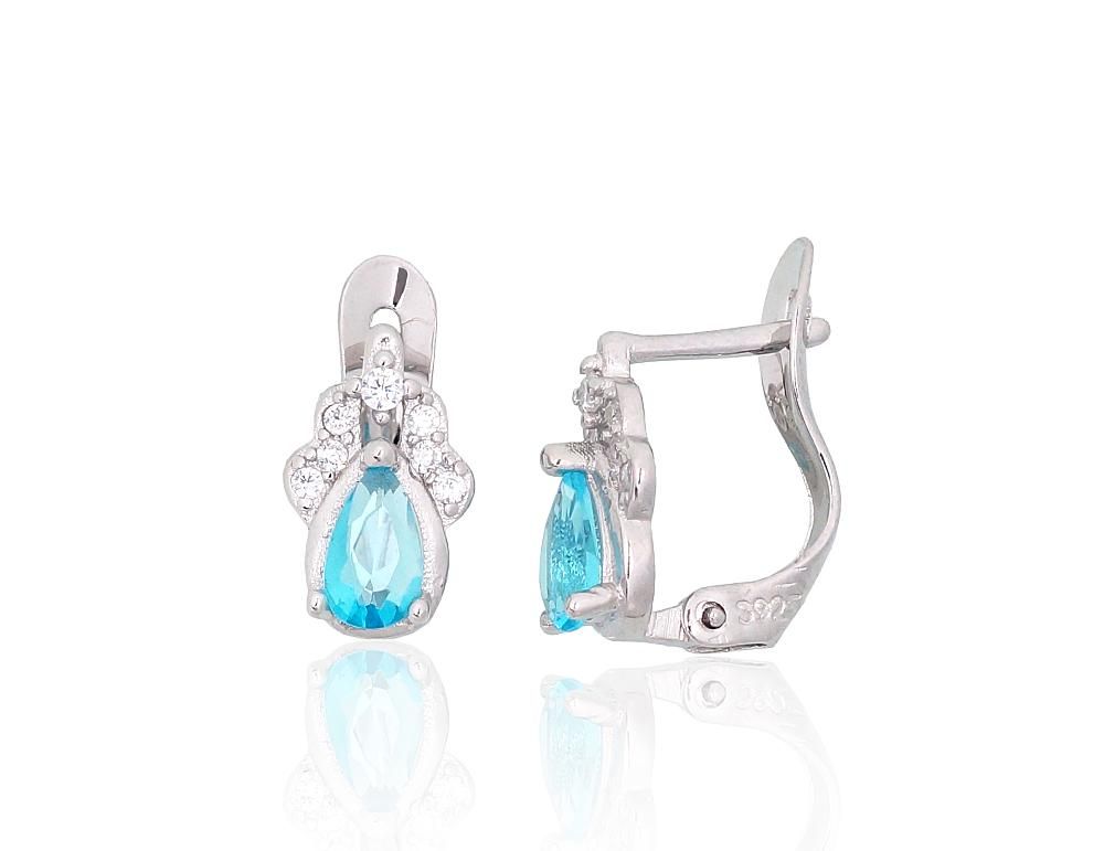 Silver Earrings with English Clasp A2201791PRhGrCZCZAQ