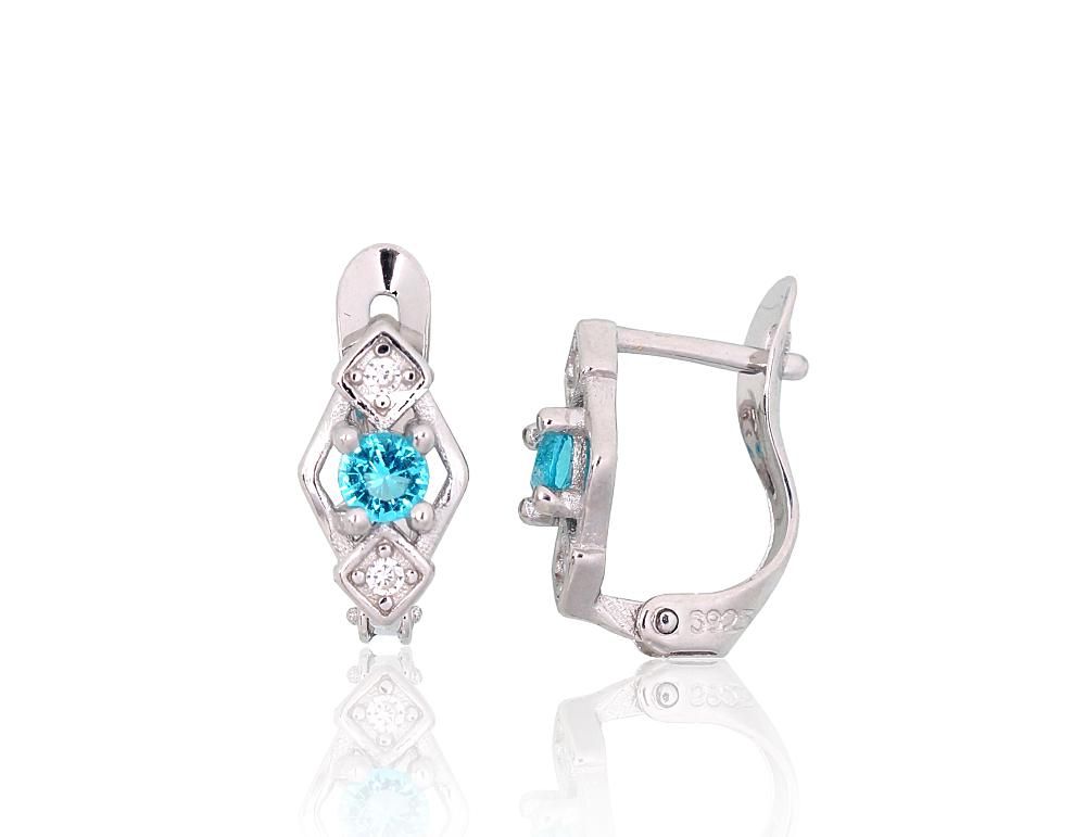 Silver Earrings with English Clasp A2200787PRhGrCZCZAQ