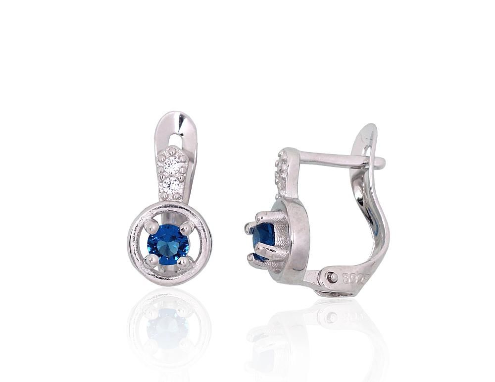 Silver Earrings with English Clasp A2201203PRhGrCZCZB