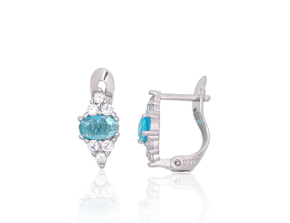 Silver Earrings with English Clasp A2201514PRhGrCZCZAQ