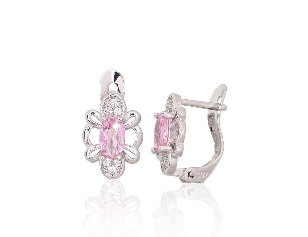 Silver Earrings with English Clasp A2201788PRhGrCZCZPI