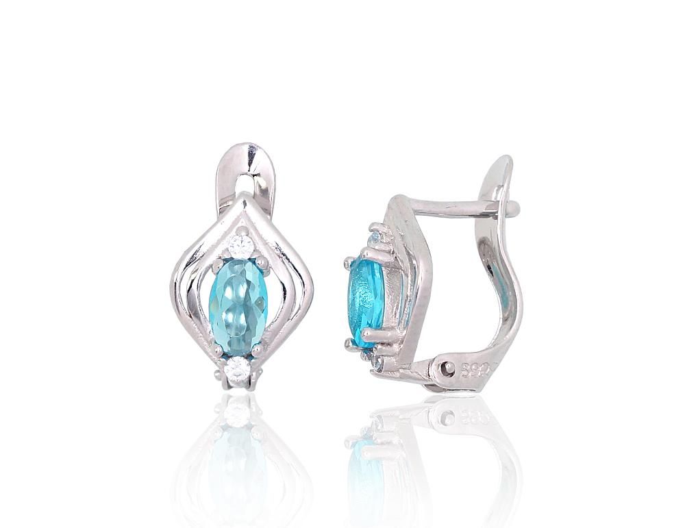 Silver Earrings with English Clasp A2200763PRhGrCZCZAQ