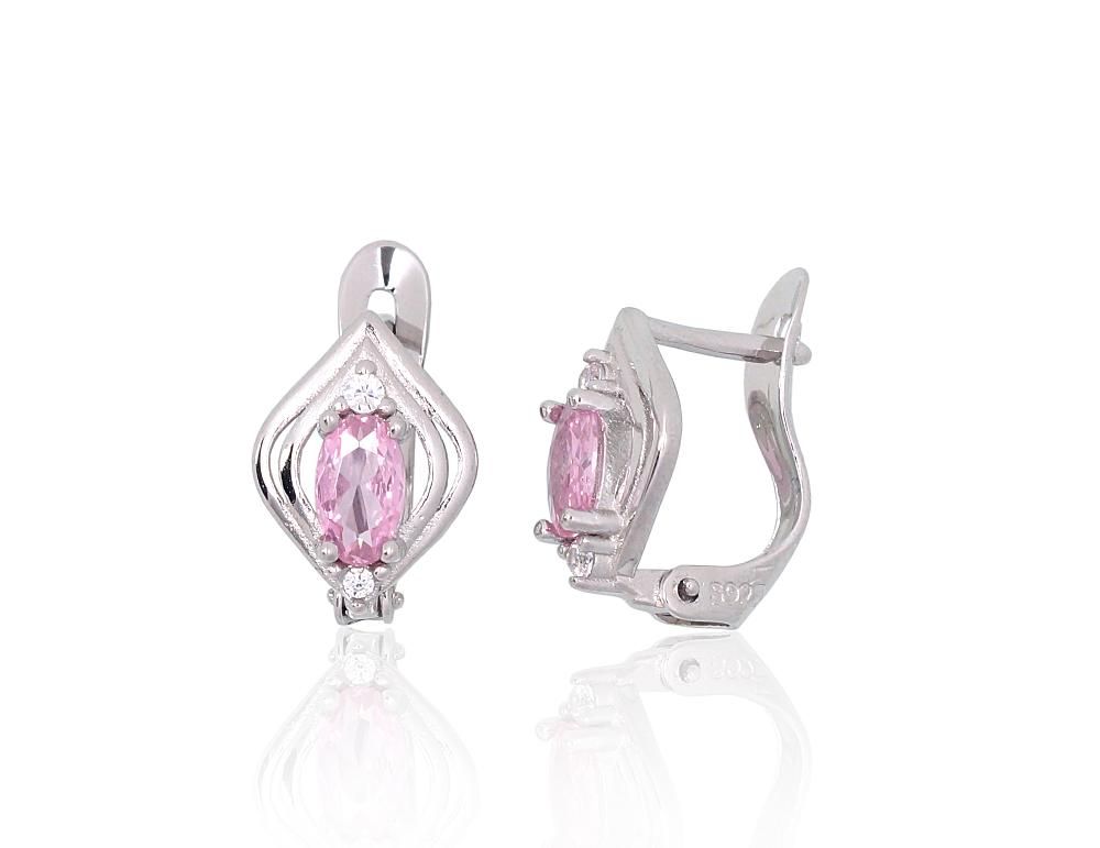 Silver Earrings with English Clasp A2200763PRhGrCZCZPI