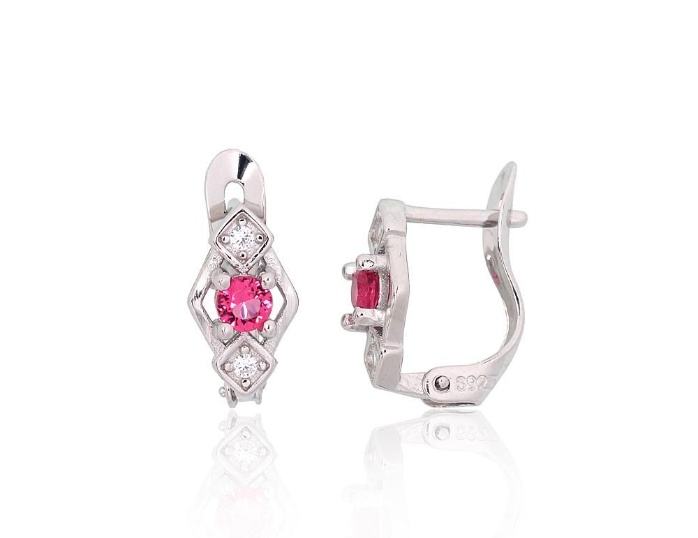 Silver Earrings with English Clasp A2200787PRhGrCZCZRO