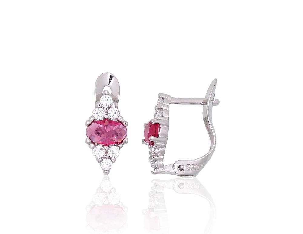 Silver Earrings with English Clasp A2201514PRhGrCZCZRO
