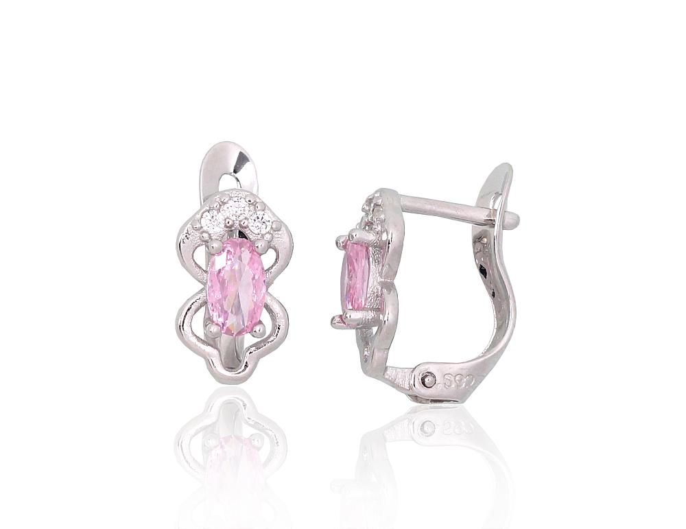 Silver Earrings with English Clasp A2201793PRhGrCZCZPI