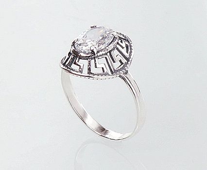 Silver ring A2100676POxBkCZ