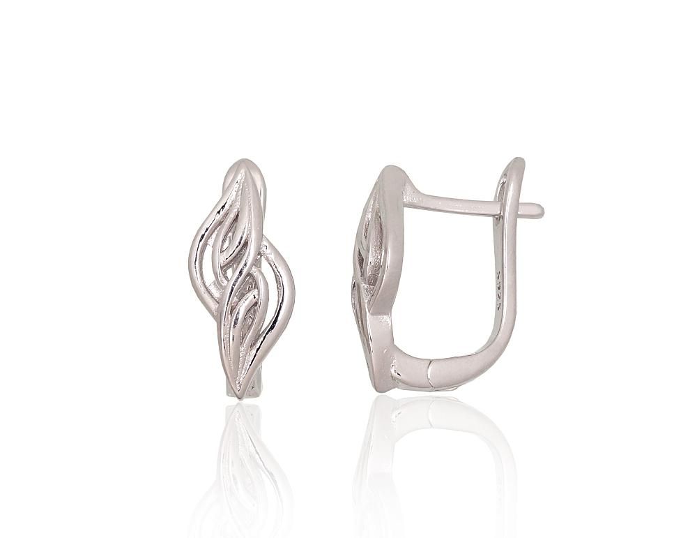 Silver Earrings with English Clasp A2204166PRhGr