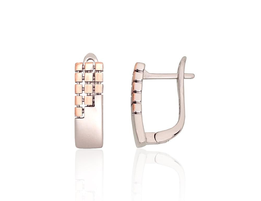 Silver Earrings with English Clasp A2204170PRhGrPAuR